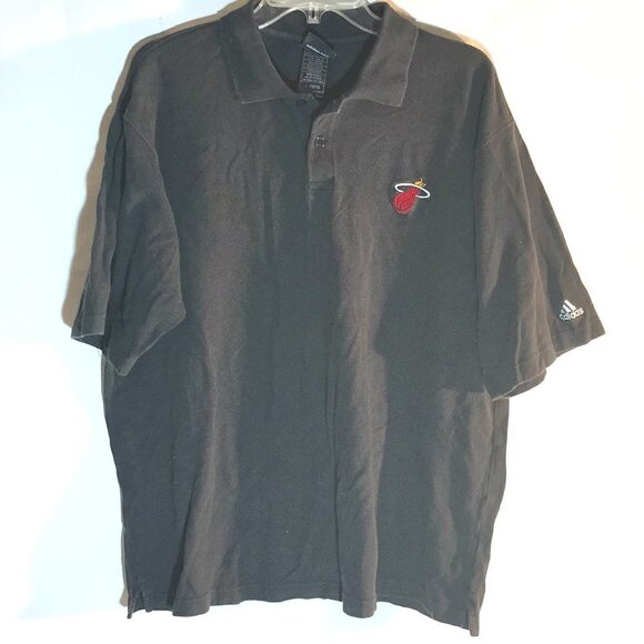 Adidas Vintage NBA Miami Heat Polo Button Up Short Sleeve Tee - Picture 1 of 8